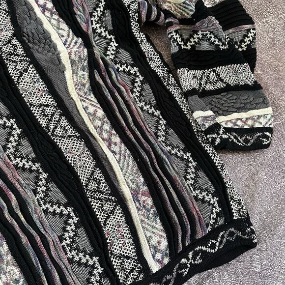 Men's Vintage 90's Tundra Black Purple Textured Coogi Like Crewneck Sweater Sz L - Picture 3 of 4